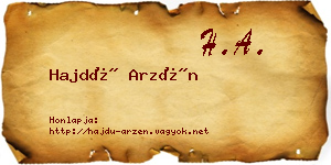 Hajdú Arzén névjegykártya